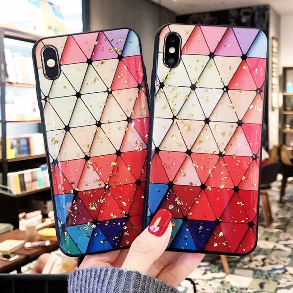 Glitter Plaid Hard Silicone Soft Bumper Phone Case - Picture 3 of 6